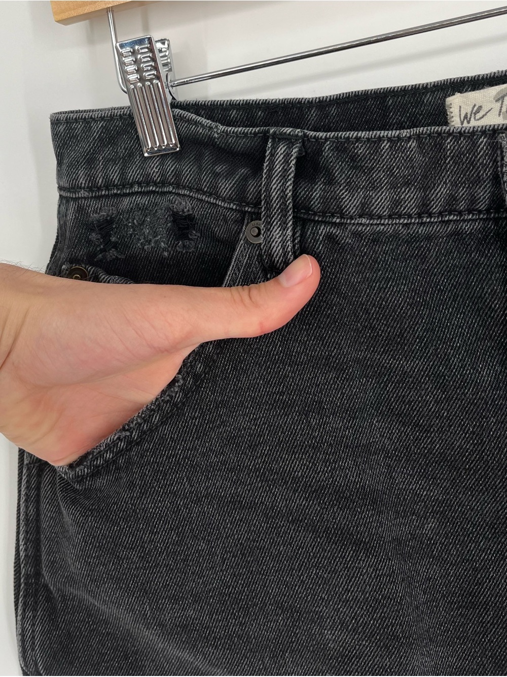 We The free Distressed Faded Black Jean Skirt Women’s Size 30 - Picture 4 of 16